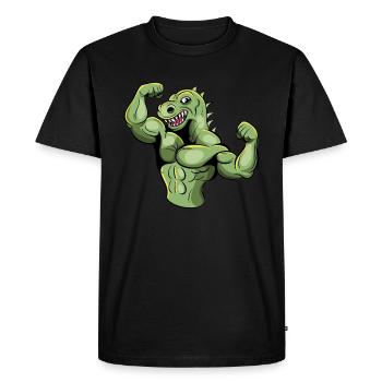 Muscle T-Rex - Dinosaure Tyrannosaurus Rex Gym - T-shirt Premium bio Homme - noir - Devant - Nico (187cm)