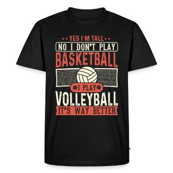 Grands amateurs de volley-ball - taille et volleyball - T-shirt Premium bio Homme - noir - Devant - Nico (187cm)