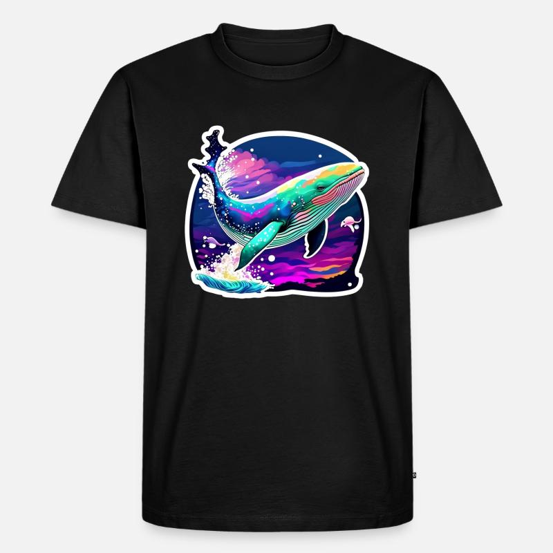 Psychedelic Whale - Männer Premium Bio T-Shirt - Schwarz