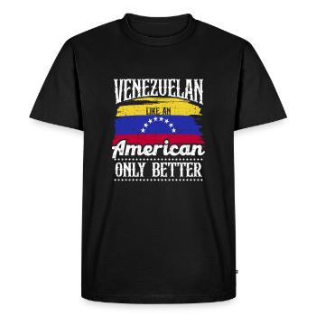 Amérique du Sud vénézuélienne Pays d’origine Amérique latine - T-shirt Premium bio Homme - noir - Devant - Nico (187cm)