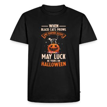 Black Cats Prowl Pumpkin Gleams Halloween - Men's Premium Organic T-Shirt - black - Front - Nico (187cm)