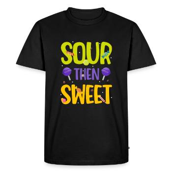 Aigre puis sucré - T-shirt Premium bio Homme - noir - Devant - Nico (187cm)