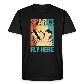 Sparks Fly Here Welding Vintage Welder Retro - Men's Premium Organic T-Shirt - black - Front - Nico (187cm)