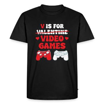 Valentine Video Games Heart For Computer Games - Men's Premium Organic T-Shirt - black - Front - Nico (187cm)