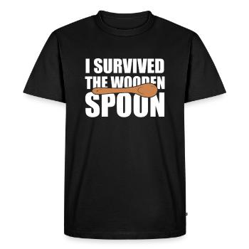 I Survived The Wooden Spoon Training - Men's Premium Organic T-Shirt - black - Front - Nico (187cm)