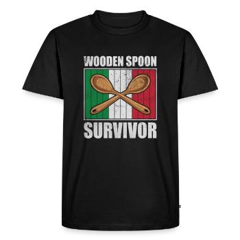 Wooden Spoon Survivor Parents From Italy Gift - Men's Premium Organic T-Shirt - black - Front - Nico (187cm)