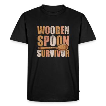 Wooden Spoon Survivor Wooden Spoon Spoon Training - Men's Premium Organic T-Shirt - black - Front - Nico (187cm)