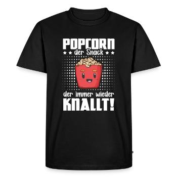 Popcorn Snack Knalt - Popcorn Machine Cinema Night - Men's Premium Organic T-Shirt - black - Front - Nico (187cm)