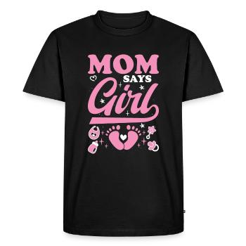 Maman dit fille Baby Shower sexe révéler cadeau - T-shirt Premium bio Homme - noir - Devant - Nico (187cm)