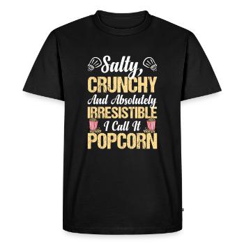 Salty Crunchy Popcorn Popped Corn Butter Pop-corn - Men's Premium Organic T-Shirt - black - Front - Nico (187cm)