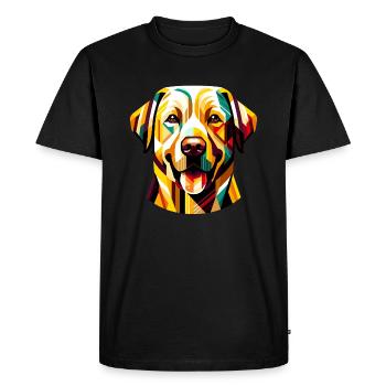 Labrador Patchwork vibrant : Design abstrait de chien - T-shirt Premium bio Homme - noir - Devant - Nico (187cm)