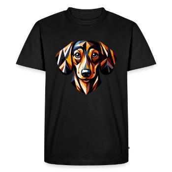 Colorful Dachshund: Geometric Low-Poly Artwork - Men's Premium Organic T-Shirt - black - Front - Nico (187cm)