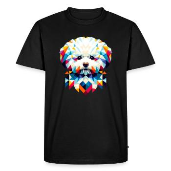 Geometrische Bichon Frise: Abstraktes Hundemosaik - Männer Premium Bio T-Shirt - Schwarz - Vorne - Nico (187cm)