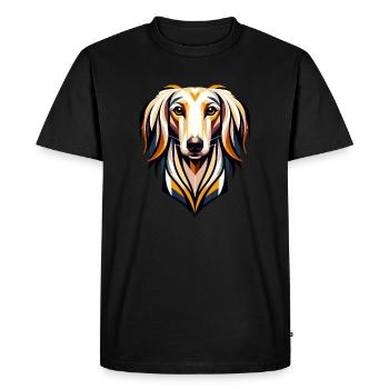 Elegant Saluki Portrait: Geometric Greyhound Desig - Men's Premium Organic T-Shirt - black - Front - Nico (187cm)