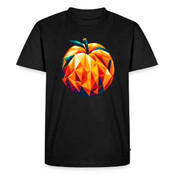 Geometric Apricot: Low-Poly Fruit Art - Men's Premium Organic T-Shirt - black - Front - Nico (187cm)