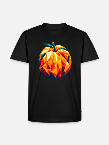 Geometrische Aprikose: Low-Poly-Fruchtkunst - Männer Premium Bio T-Shirt - Schwarz