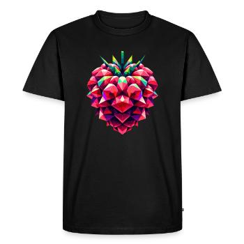 Framboise géométrique : Illustration Low-Poly éclatante - T-shirt Premium bio Homme - noir - Devant - Nico (187cm)