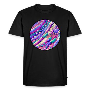 Symphonie d’histologie abstraite : Micro Patter coloré - T-shirt Premium bio Homme - noir - Devant - Nico (187cm)