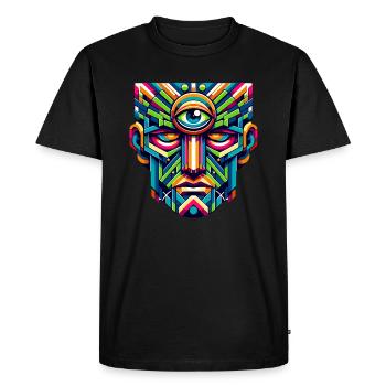 Vision vibrante de Cyclope : l’art tribal mythique - T-shirt Premium bio Homme - noir - Devant - Nico (187cm)