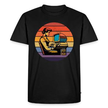 Rétro Programmer : l’esthétique de l’informatique vintage - T-shirt Premium bio Homme - noir - Devant - Nico (187cm)