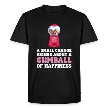 A Small Change Brings About A Gumball Of Happiness - Men's Premium Organic T-Shirt - black - Front - Nico (187cm)