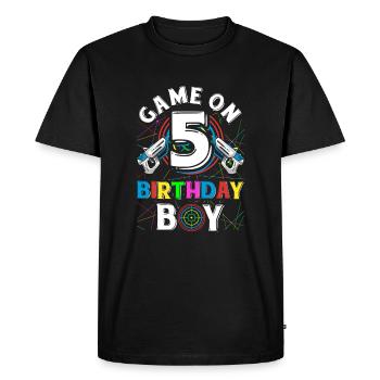 Jeu de Lasertag sur 5 Anniversaire Garçon Intérieur Laser Tag - T-shirt Premium bio Homme - noir - Devant - Nico (187cm)