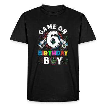 Jeu de Lasertag sur 6 Anniversaire Garçon Intérieur Laser Tag - T-shirt Premium bio Homme - noir - Devant - Nico (187cm)