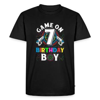 Jeu de Lasertag sur 7 Anniversaire Garçon Intérieur Laser Tag - T-shirt Premium bio Homme - noir - Devant - Nico (187cm)