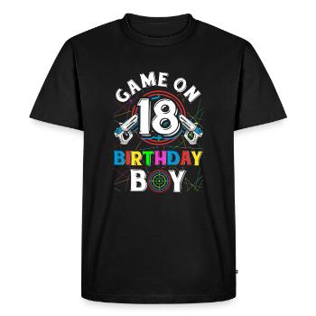 Jeu de Lasertag Sur 18 Anniversaire Garçon Intérieur Laser Tag - T-shirt Premium bio Homme - noir - Devant - Nico (187cm)