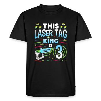 Lasertag King est un garçon d’anniversaire de 3 ans Laser Tag intérieur - T-shirt Premium bio Homme - noir - Devant - Nico (187cm)