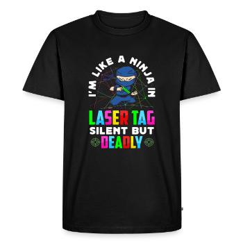 Laser Tag Ninja Ensemble Lasertag silencieux mais mortel - T-shirt Premium bio Homme - noir - Devant - Nico (187cm)
