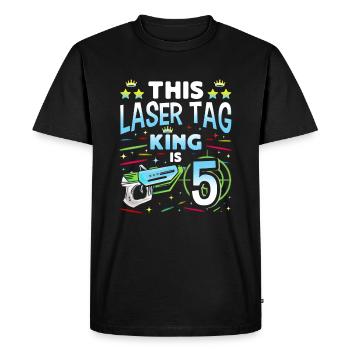 Lasertag King est un garçon de 5 ans Laser Tag en salle - T-shirt Premium bio Homme - noir - Devant - Nico (187cm)