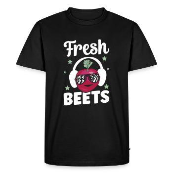 Betteraves fraîches Musique et légumes Vegan Farmer - T-shirt Premium bio Homme - noir - Devant - Nico (187cm)