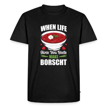 Quand la vie vous donne des betteraves, faites du bortsch - T-shirt Premium bio Homme - noir - Devant - Nico (187cm)