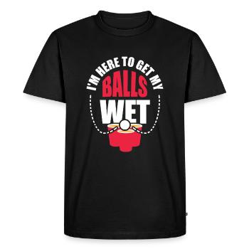 Funny Booze Beer Pong Saying Balls Wet - Men's Premium Organic T-Shirt - black - Front - Nico (187cm)