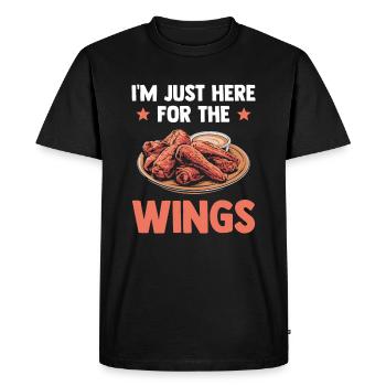 Ailes de poulet Lustig - Je suis juste là pour les ailes - T-shirt Premium bio Homme - noir - Devant - Nico (187cm)