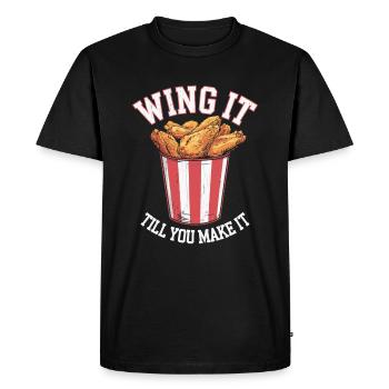 Aile de poulet Habillement Aile jusqu’à ce que vous le fassiez - T-shirt Premium bio Homme - noir - Devant - Nico (187cm)