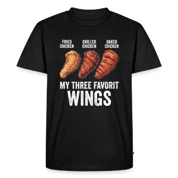 Ailes de poulet drôles, frites, grillées, cuites au four - T-shirt Premium bio Homme - noir - Devant - Nico (187cm)