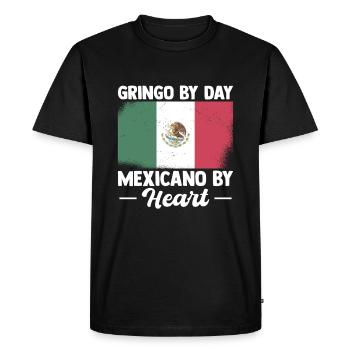Mexican Gift Gringo By Day Mexicano Heart - Men's Premium Organic T-Shirt - black - Front - Nico (187cm)
