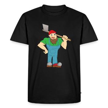 Bûcheron - cadeau de hache des montagnes des Alpes - T-shirt Premium bio Homme - noir - Devant - Nico (187cm)