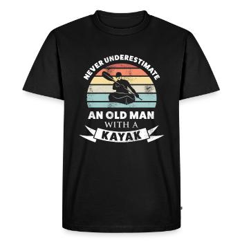 Old Man with a Kayak | Kayaking Gift Men - Men's Premium Organic T-Shirt - black - Front - Nico (187cm)