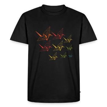 Origami crane cranes Japanese art gift - Men's Premium Organic T-Shirt - black - Front - Nico (187cm)