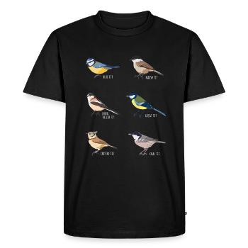 Bird watching Gift - Blue tit, Great tit - Men's Premium Organic T-Shirt - black - Front - Nico (187cm)