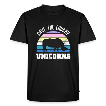 Save the Chubby Unicorns Rhino Sunset - T-shirt Premium bio Homme - noir - Devant - Nico (187cm)