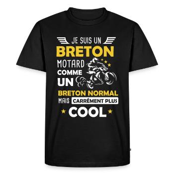 Breton phrase drôle moto Bretagne motard - T-shirt Premium bio Homme - noir - Devant - Nico (187cm)