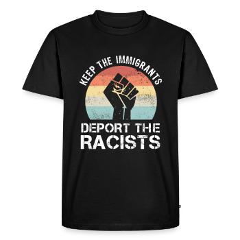 BLM garde les immigrants expulser les racistes - T-shirt Premium bio Homme - noir - Devant - Nico (187cm)