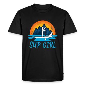 Paddleboarding Sup Girl Dog Retro Gift - Men's Premium Organic T-Shirt - black - Front - Nico (187cm)