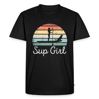 Cadeau canin pour chien Sup Girl Paddleboarding - T-shirt Premium bio Homme - noir - Devant - Nico (187cm)