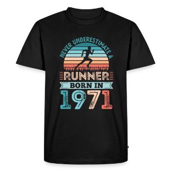 Runner born in 1971 50th Birthday Gift Running Dad - Men's Premium Organic T-Shirt - black - Front - Nico (187cm)