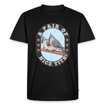 Tufted Titmouse Pair of Nice Tits Bird Gift Funny - Men's Premium Organic T-Shirt - black - Front - Nico (187cm)